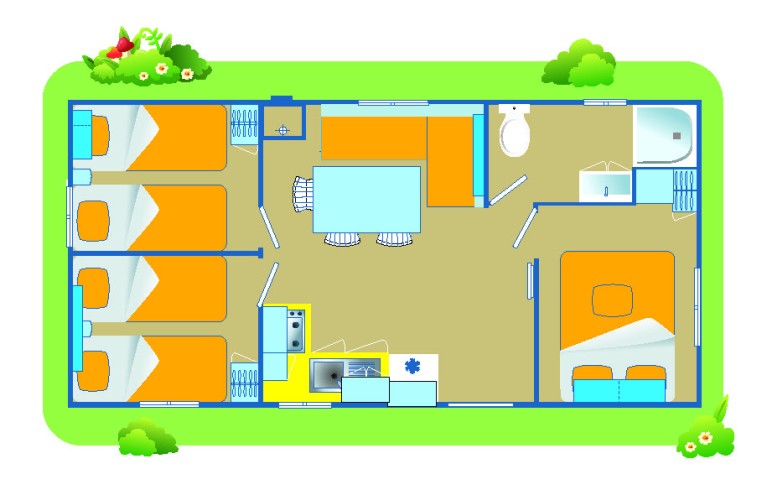 Ferienpark Castell Montgri Mobilehome Happy Premium für 6 Personen